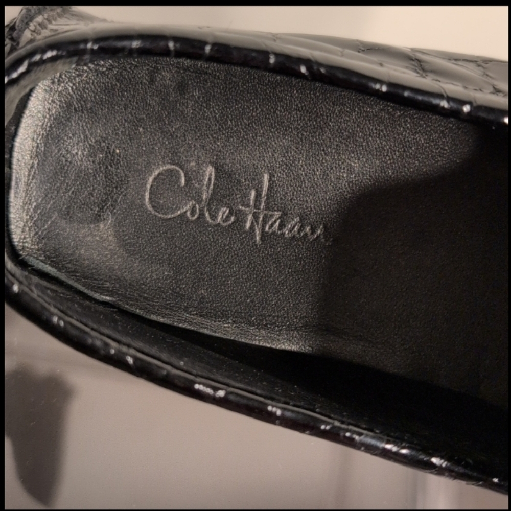 Cole Haan Crocodile Driving Mocs Women's 6.5B Loafers Black D28096 Old Money - Picture 5 of 12